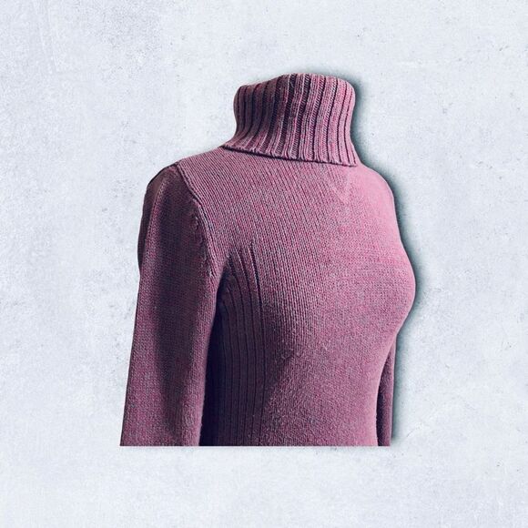 Ruff Hewn Long Sleeve Turtleneck Pink & Gray Cotton Knit Sweater size Medium - Picture 6 of 7